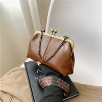 Tas Selempang Wanita Warna Solid Vintage Sederhana Grosir Tas Kulit PU Mewah Retro Elegan Tas Clutch Malam Hari