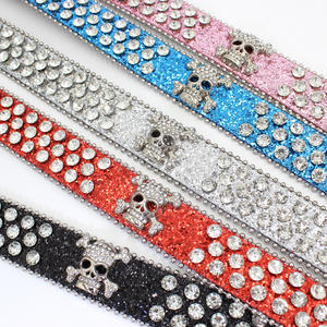 Lüks taklidi tasarımcı elmas akrilik kristal parlak moda benzersiz tasarım kafatası kemer Lady için - Product Image 3