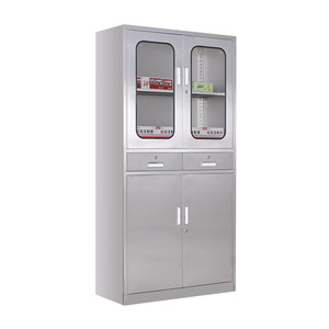 Gabinete de Instrumentos de Acero Inoxidable Yu Zhengguan de 4 Niveles con Puertas Dobles y Cerradura para Uso en Oficinas y Hospitales - Product Image 1