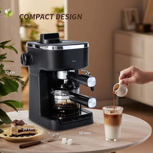 Cắm trại du lịch nhà Máy pha cà phê Espresso Cappuccino Latte Maker 3.5 bar 1-4 cup với hơi nước sữa Frother Đen - Product Image 2