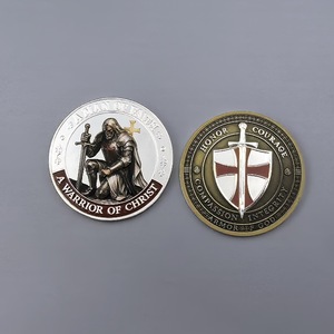 Moneta commemorativa 3D Cavaliere Templare Uomo di Fede, Regalo da collezione Onore della Fratellanza del Guerriero - Vendita all'ingrosso - Product Image 1