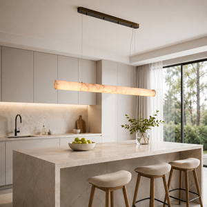 Luxury Natural Alabaster Tube Pendant <b>Light</b> Modern Linear Stone Chandelier for Kitchen Island Dining Room Hotel Project OEM ODM - Product Image 3