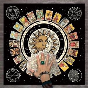 Tovaglia dei tarocchi in tessuto mistico fatto a mano tripla luna Design zodiacale decorazione dell'altare spirituale per i rituali di divinazione costellazione - Product Image 5