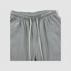 กางเกงขาสั้นผ้าคอตตอนผสมลำลองสำหรับผู้ชายกางเกงเอวยางยืดมีเชือกผูกดีไซน์ต่อต้านริ้วรอยหลวมเป็นมิตรกับสิ่งแวดล้อมใส่ได้ทุกวันสำหรับฤดูร้อน - Product Image 1