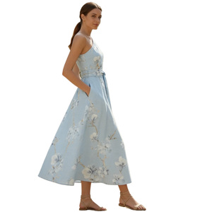 Vestido Casual Holgado Sin Mangas de Gasa Transpirable con Escote Asimétrico Liso, Nueva Colección Verano 2026 - Product Image 2