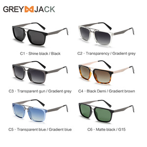 Lunettes de soleil unisexes Greyjack, monture TR90, verres TAC, protection UV400, design carré, couleur noire K018 - Product Image 2