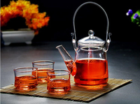 Petit service à café et thé en verre de style chinois moderne, compatible avec les plaques de cuisson, portable, écologique, disponible en 350 ml/550 ml, pour la maison, le bureau et les hôtels