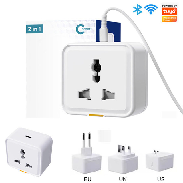 Tuya WiFi+RF433 Smart Socket Home Wireless 16A Universal Plug UK EU US ABS Power Monitor APP Voice Timing Conversion Socket