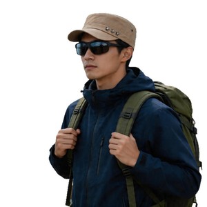 Gorra de béisbol de copa plana para hombre, sombrero para el sol al aire libre, gorra transpirable con visera de pico de pato, diseño de logotipo de tres estrellas en azul marino para senderismo y camping - Product Image 5