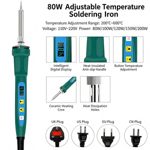 Soldador con Control de Temperatura 80-120W, Pantalla Digital, Ajuste de Temperatura Constante, Uso en Reparaciones Domésticas - Product Image 2