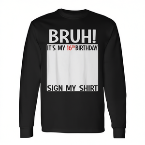 Camiseta de manga larga unisex para adolescentes con estampado digital de cuello redondo para celebración del sextavo cumpleaños - Product Image 3