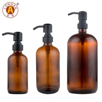 Flacon distributeur de savon en verre Boston rond de 500 ml, finition mate, bouchon en caoutchouc, vide pour le remplissage de lotions, diffuseurs, emballages