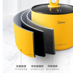 Olla Eléctrica Mini Midea de 2L, Color Amarillo, Estilo Vaporera, Multifuncional, para Uso Doméstico y Estudiantil - Product Image 3