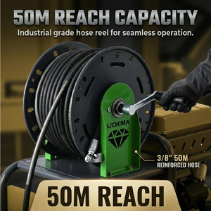 Idropulitrice <span class=keywords><strong>a</strong></span> Benzina per Fognature 27HP 250Bar 30L/min con Tubo da 50M - Product Image 3