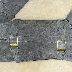 Bottes d'hiver hautes pour femmes, en cuir véritable noir, avec boucles dorées, doublure en laine confortable, douces et chaudes, pour la neige - Product Image 3