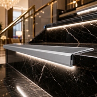 Profilé de nez de marche en aluminium LED YG-6825 antidérapant en forme de L pour éclairage de marches de cinéma, théâtre, hôtel