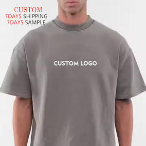 เสื้อยืดโอเวอร์ไซส์ผ้าฝ้ายออร์แกนิค 100% พิมพ์ลายดิจิทัลสำหรับผู้ชาย พร้อมคุณสมบัติป้องกันขนร่วง และตัวเลือกโลโก้แบบกำหนดเอง - Product Image 1