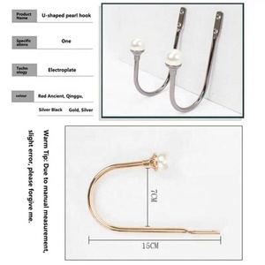 Curtain Alloy U-shaped Pearl Wall Hook Wall Hook 1 Metal Curtain <strong>Hold</strong> <strong>Backs</strong> - Strong Arm Style Holdbacks Drape Ties Loop Holder - Product Image 3