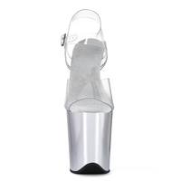 Chaussures de danse à bride cheville en PVC pour femme, talon fin électroplaqué de 20 cm, bout ouvert, couvercle transparent, semelle rehaussée, sexy et tendance
