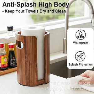 Solid Wood <b>Paper</b> Holder Cylindrical Countertop Splash Protection <b>Kitchen</b> Bathroom - Product Image 1