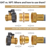 Adaptateur de raccord rapide en laiton de qualité supérieure 1/2 GHT femelle vers 1/2 NPT mâle pour tuyau d'arrosage et plomberie - Vente chaude