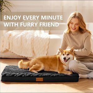 Lit orthopédique de grande taille pour chien, caisse à oeufs en mousse souple et confortable, fond antidérapant, noir, amovible et lavable, pour animaux de compagnie - Product Image 2