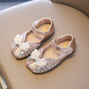 Zapatos de princesa para niños, zapatos de boda para fiesta con purpurina para niñas, zapatos planos de Ballet para niños pequeños a la moda, zapatos informales de cuero para niños - Product Image 2