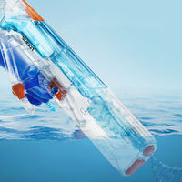 Canon à eau électrique LED, pistolet à eau en plastique alimenté par batterie avec colonne lumineuse pour les jeux de tir en piscine