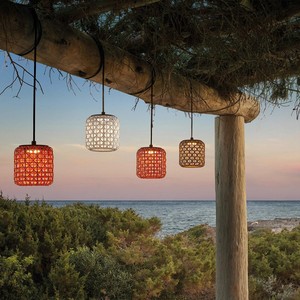 Lámpara Colgante de Mimbre para Exteriores con LED Cohesion, Impermeable, Estilo Japonés Retro, para Jardín, Patio, Villa - Product Image 1