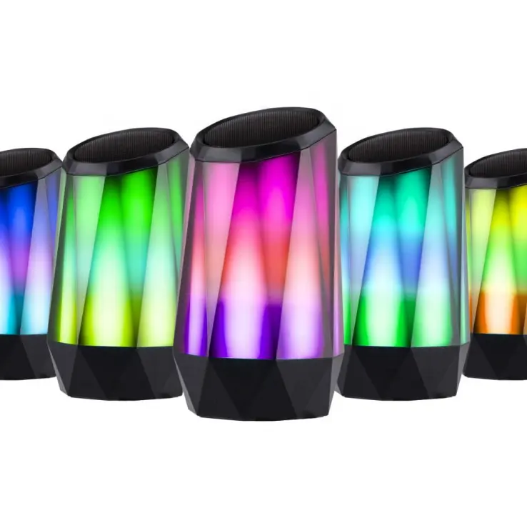 Amazon hot selling Mini LED crystal BT speaker Fading RGB colorful light with sound Support BT, AUX, TF card