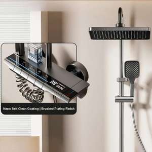 Ensemble de <span class=keywords><strong>douche</strong></span> à quatre fonctions avec affichage numérique, bouton de piano, prix bas, robinet en céramique à trois poignées - Product Image 1