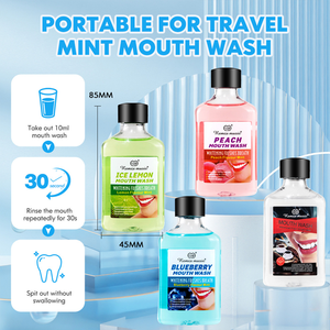 Bain de <span class=keywords><strong>bouche</strong></span> miniature 50 ml pour les voyages. Le bain de <span class=keywords><strong>bouche</strong></span> à <span class=keywords><strong>la</strong></span> menthe est sans alcool et peut nettoyer en profondeur <span class=keywords><strong>la</strong></span> <span class=keywords><strong>bouche</strong></span>, réduisant les bactéries. - Product Image 2