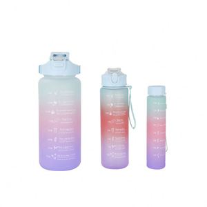 ขวดน้ำแบบไล่สี 3 ชิ้น ขนาดครึ่งแกลลอน 64 ออนซ์ ชุด 3 in 1 สำหรับออกกำลังกาย สร้างแรงบันดาลใจ - Product Image 4