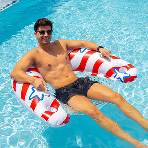Flotador Inflable de PVC Grueso y Resistente con Diseño de Estrellas y Rayas, Silla de Piscina, Balsa Inflable para Nadar, Fiesta Acuática - Product Image 6