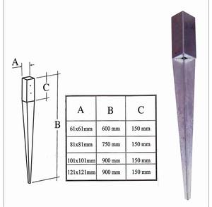 Revêtement en poudre Support de poteau de clôture Vis de <span class=keywords><strong>terre</strong></span> en métal Pointes d'ancrage de poteau au sol - Product Image 6