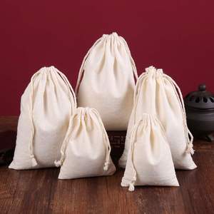Promotional Recyclable Thin Organic Cotton <b>Drawstring</b> <b>Bag</b>-Custom Logo for Hair Accessories Belts & Ties - Product Image 6