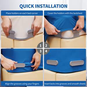 Bed Sheet Holder with Lock Strips Open Corner Heavy Duty <b>Bedsheet</b> Clips with Enhanced Strap No More Loose Sheets - Product Image 6