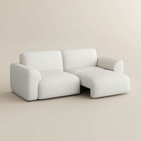 Elektrisches Verstellbares Cremefarbenes Strukturiertes Cloud-Sofa Weiche Lounge-Couch Breite Sitzfläche Hohe Rückenlehne Wohnzimmermöbel für Zuhause und Hotels
