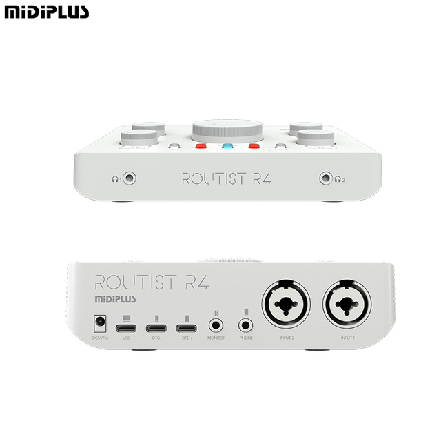 Midiplus Routist R4 Audio Interface USB Recording Guitar Headphone External Amplifier Mic Preamp Sound Card with DC Input Jack