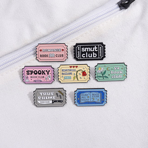 Livre Club émail broches personnalisé lire toute la nuit livre Club broches revers Badges Vintage timbre drôle bijoux cadeau pour enfants amis - Product Image 2