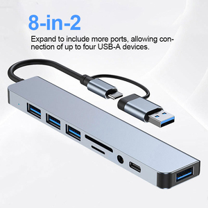 Hub multifonction 8 en 1 FY901 <span class=keywords><strong>vers</strong></span> carte <span class=keywords><strong>SD</strong></span> + TF, station d'extension <span class=keywords><strong>USB</strong></span> 3.0, hub d'extension <span class=keywords><strong>USB</strong></span> - Product Image 2