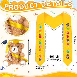 Ensemble de robe de graduation pour enfants, robe jaune avec bonnet et peluche pour séance photo de maternelle et école primaire - Product Image 4