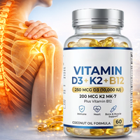 Ausreson Marque Privée 250 200mcg K2 MK7 Complément Alimentaire pour le Soutien Osseux, Cardiaque et Immunitaire OEM ODM Vitamine D3 K2 B12 Capsules Molles