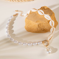 Tempérament Baroque En Forme De Perle Collier Beach Resort Style Shell Clavicule Chaîne Collier Femme