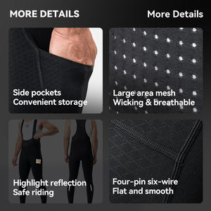 ROCKBROS Pantalon de cyclisme chaud pour <span class=keywords><strong>homme</strong></span> automne/<span class=keywords><strong>hiver</strong></span> Short à bretelles doublé polaire Pantalon <span class=keywords><strong>long</strong></span> de sport coupe-vent pour le cyclisme sur route - Product Image 5