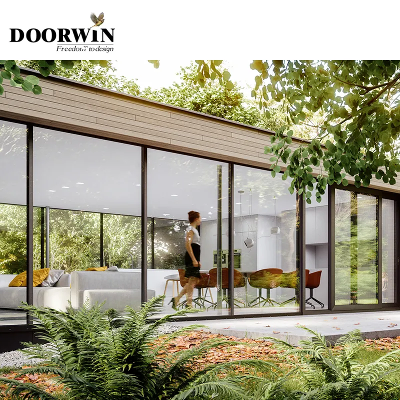 Doorwin moderna antiurto antiurto con doppi vetri porte scorrevoli ingresso esterno porta scorrevole in alluminio