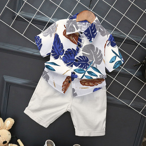 Conjunto de Ropa Infantil de Verano, Camiseta de Manga Corta con Estampado de Hojas y Pantalones Cortos Blancos para Niños, Venta Caliente, de China - Product Image 5