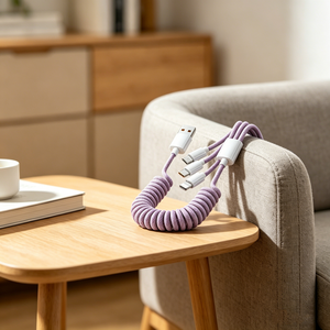 100W 3-in-1 Spring <b>Data</b> <b>Cable</b> 1.5M Universal Fast Charging Retractable USB <b>Cable</b> Car-mounted Flexible Spiral Charging <b>Data</b> <b>Cable</b> - Product Image 4