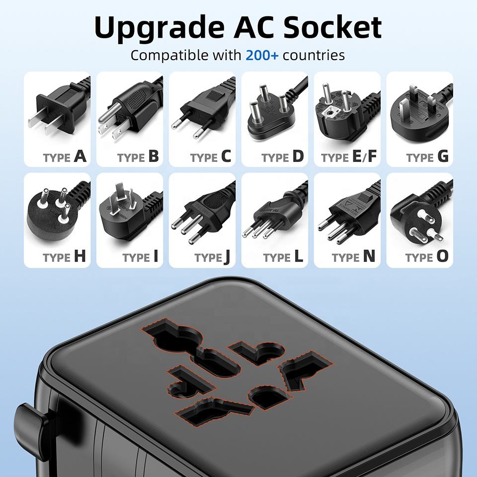 10 in 1 Worldplug International 2AC QC PD 20W Power Adapter - Image 2
