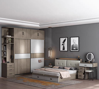 Lit de Luxe en Bois avec Cadre en Cuir, Tailles King et Queen, Ensemble Complet pour Chambre Principale, Appartement Moderne, Chambre à Coucher, Salon, Hôtel